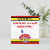 Crime Scene Cupcake Murder Mystery Einladung (Stehend Vorderseite)