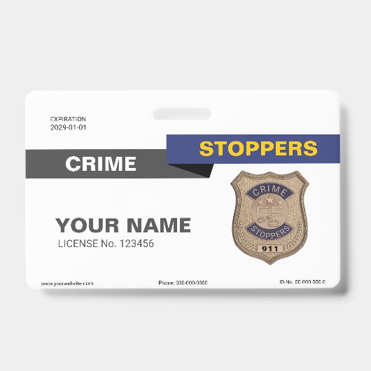 Crime Stoppers Abzeichen Ausweis (Vorderseite)