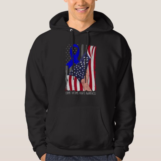 Crime Victims Rights Awareness American Flag Blue  Hoodie (Vorderseite)