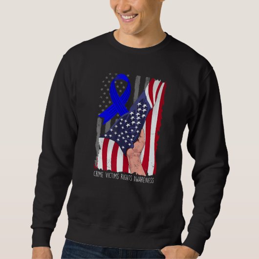 Crime Victims Rights Awareness American Flag Blue  Sweatshirt (Vorderseite)