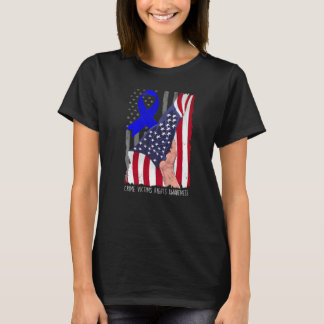 Crime Victims Rights Awareness American Flag Blue  T-Shirt