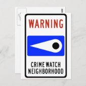 Crime Watch Neighborhood Highway-Zeichen Postkarte (Vorne/Hinten)