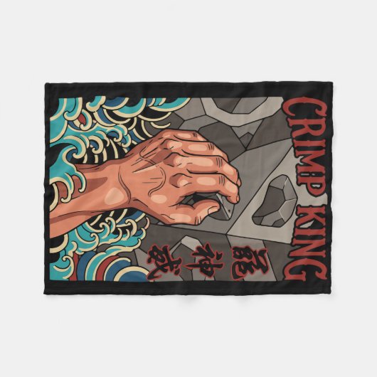 Crimp King Climbing Rock Bouldering Adventure Fleecedecke (Vorderseite (Horizontal))