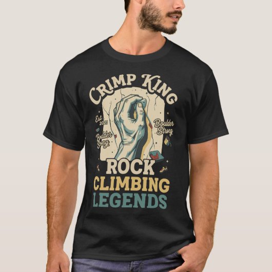 Crimp King Rock Climbing Legends Boulder T-Shirt (Vorderseite)