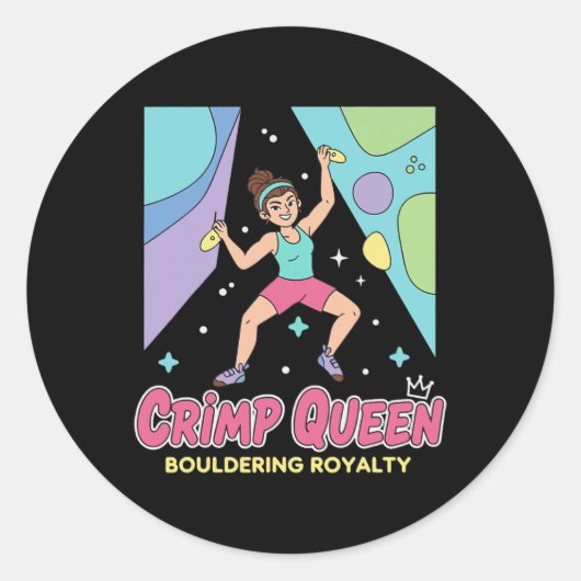 Crimp Queen Bouldering Royalty Rock Climbing  Runder Aufkleber (Vorderseite)