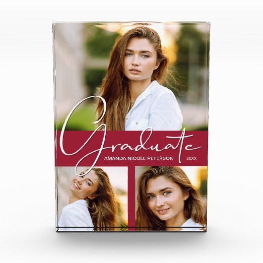 Crimson Abschluss Collage Fotoblock (Vorderseite)