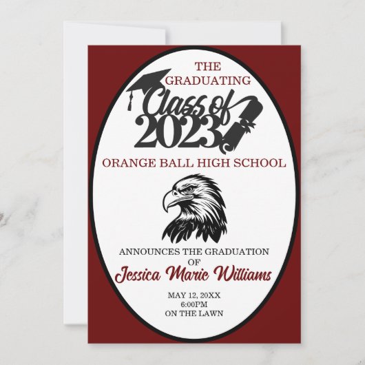 Crimson and Black Class of 2023 Abschluss Einladung (Vorderseite)