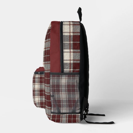 Crimson and cream tartan plaid Oklahoma Bedruckter Rucksack (Rechts)