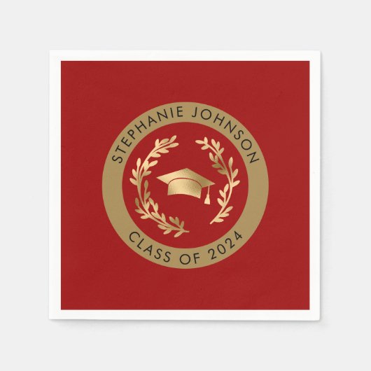 Crimson and Gold Class of 2024 Graduation Party Serviette (Vorderseite)