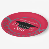 Crimson and Gray Kindergarten Graduierungspartei Pappteller (Schrägansicht)