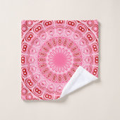 Crimson and Pink Mandala Pattern Badhandtuch Set (Waschlappen)