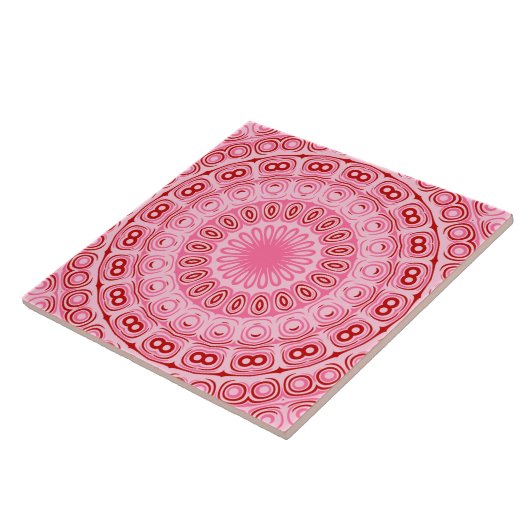 Crimson and Pink Mandala Pattern Fliese (Seite)