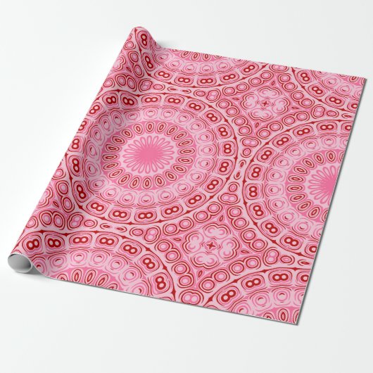 Crimson and Pink Mandala Pattern Geschenkpapier (Ungerollt)