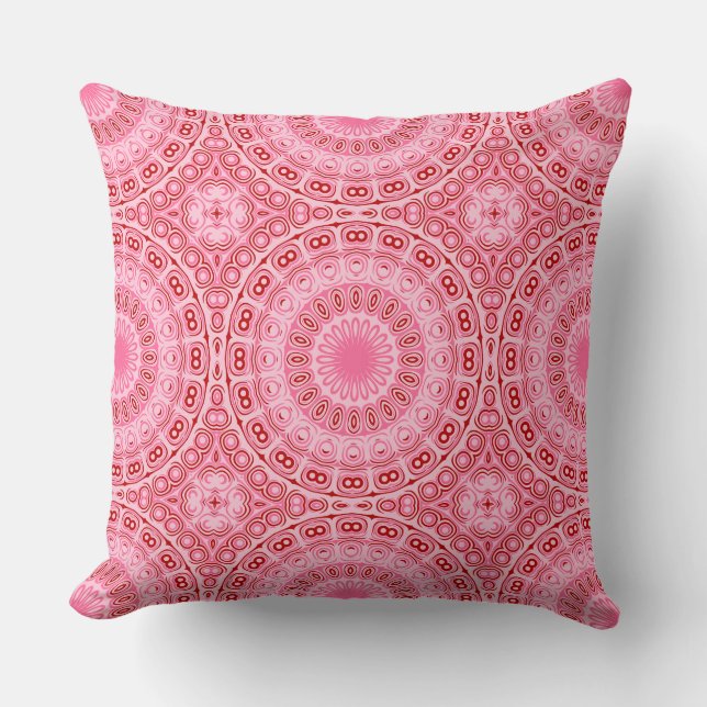 Crimson and Pink Mandala Pattern Kissen (Vorderseite)