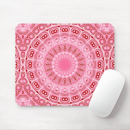 Crimson and Pink Mandala Pattern Mousepad (Mit Mouse)