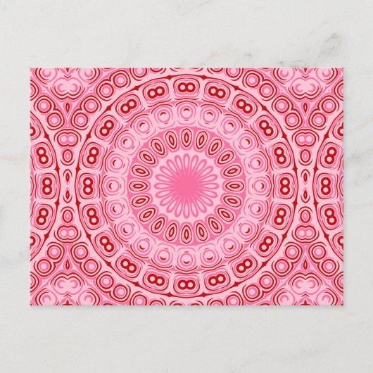 Crimson and Pink Mandala Pattern Postkarte (Vorderseite)