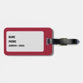 Crimson and Whit School Pride Color Style Monogram Gepäckanhänger (Rückseite horizontal)