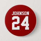 Crimson and White Athlete Name Jersey Number Button (Vorderseite)
