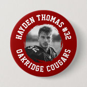 Crimson and White Athlete Name Jersey Number Foto Button (Vorderseite)