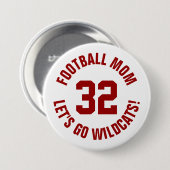 Crimson and White Football Mama Jersey Number Button (Vorne & Hinten)