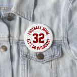 Crimson and White Football Mama Jersey Number Button<br><div class="desc">Freuen Sie sich auf Ihr Lieblings-Sportteam, Ihren Fußballspieler oder zeigen Sie einfach Ihren Schulstolz mit einem personalisierten Spirituosenknopf! Fügen Sie Ihren Schulnamen hinzu oder personalisieren Sie ihn mit einem Spielernamen und Jersey-Nummer. Ideal für Fußball, Basketball, Baseball und Fußball! Erstellen Sie individuelle Buttone für das ganze Team, Cheerleader, Eltern und Geschwister,...</div>
