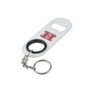 Crimson and White Stainless Keychain Bottle Opener Mini Flaschenöffner (Rückseite Schrägansicht)