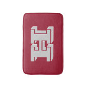 Crimson and White Varsity Letter Style Monogram Badematte (Vorderseite Vertikal)