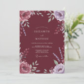 Crimson Artistic Bloom Hochzeit Einladung (Stehend Vorderseite)
