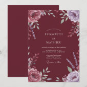 Crimson Artistic Bloom Hochzeit Einladung (Vorne/Hinten)