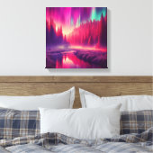 Crimson Aurora Over Enchanted Forest Valley Leinwanddruck (Insitu (Schlafzimmer))