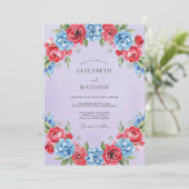 Crimson Azure Gemalte Hochzeit Einladung (Stehend Vorderseite)