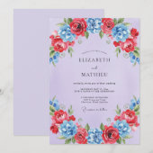 Crimson Azure Gemalte Hochzeit Einladung (Vorne/Hinten)