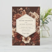 Crimson Baroque Bloom Wedding Einladung (Stehend Vorderseite)