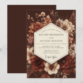 Crimson Baroque Bloom Wedding Einladung (Vorne/Hinten)