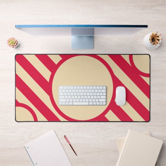 Crimson & Beige Diagonal Circle Mat – Customizable Schreibtischunterlage (Büro 1)