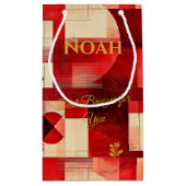 Crimson & Beige Harmony Geometry Contemporary Art Kleine Geschenktüte (Rückseite)