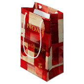 Crimson & Beige Harmony Geometry Contemporary Art Kleine Geschenktüte (Vorderseite Schrägansicht)