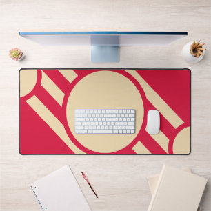 Crimson & Beige Retro-Kreis-Unterlage Schreibtischunterlage
