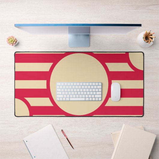 Crimson & Beige Sunburst Desk Mat – Customizable Schreibtischunterlage (Büro 1)