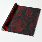 Crimson & Black Damask gemusterte Vampyre-Anatomie Geschenkpapier (Ungerollt)