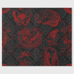 Crimson & Black Damask gemusterte Vampyre-Anatomie Geschenkpapier