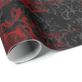 Crimson & Black Damask gemusterte Vampyre-Anatomie Geschenkpapier (Rolleneckpunkt)