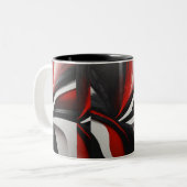 Crimson Bliss: Ein Duet in Rot und Weiß" Zweifarbige Tasse (Vorderseite Links)