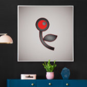 Crimson Bloom: Abstrakte Blume mit Rot und Schwarz Poster