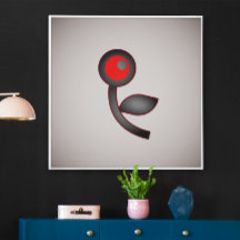 Crimson Bloom: Abstrakte Blume mit Rot und Schwarz