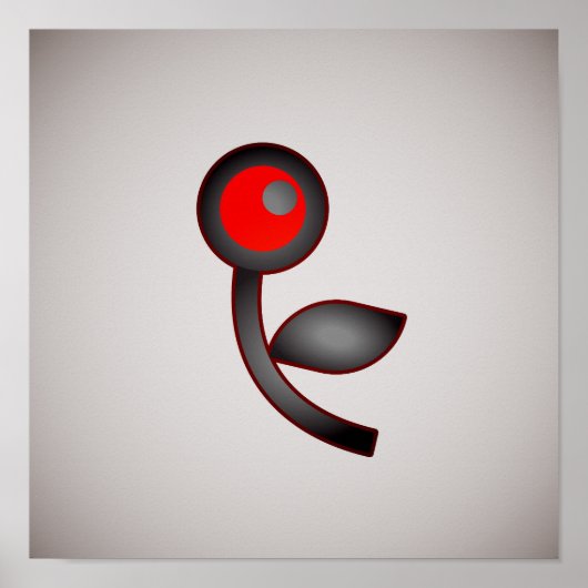 Crimson Bloom: Abstrakte Blume mit Rot und Schwarz Poster (Vorne)