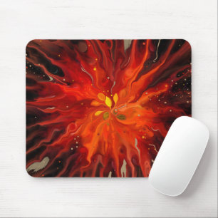 Crimson Bloom – Abstrakte Tintenkunst Mousepad