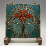 Crimson Bloom Art Nouveau Fliese<br><div class="desc">Erleben Sie den zeitlosen Charme des "Crimson Bloom Art Nouveau Keramik Tile", eines faszinierenden Stücks, das die Eleganz und die Bio Formen des Jugendstils zeigt. Diese Keramik, gedruckt von Zazzle, zeichnet sich durch ein auffallendes Design einer Blume aus, mit anmutig geschliffenen Blütenblättern Set vor einem reichen aquamarinen Hintergrund. Die faszinierenden...</div>