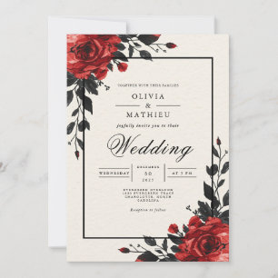 Crimson Bloom Floral Wedding Einladung