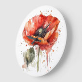 Crimson Bloom Große Wanduhr (Winkel)